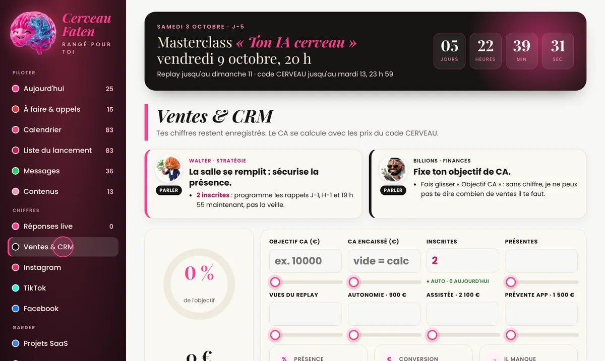Mon Cerveau IA : ventes, chiffres et conseils de mon équipe