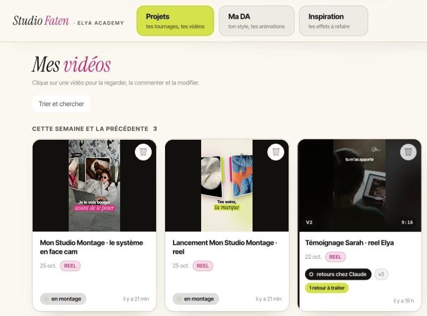 Mon studio de montage : mes vidéos rangées, prêtes à être montées