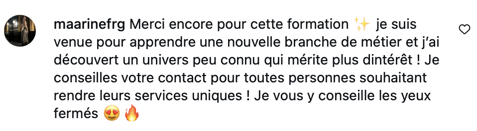 Retour d'une stagiaire — formation massage post-partum méthode Miomei